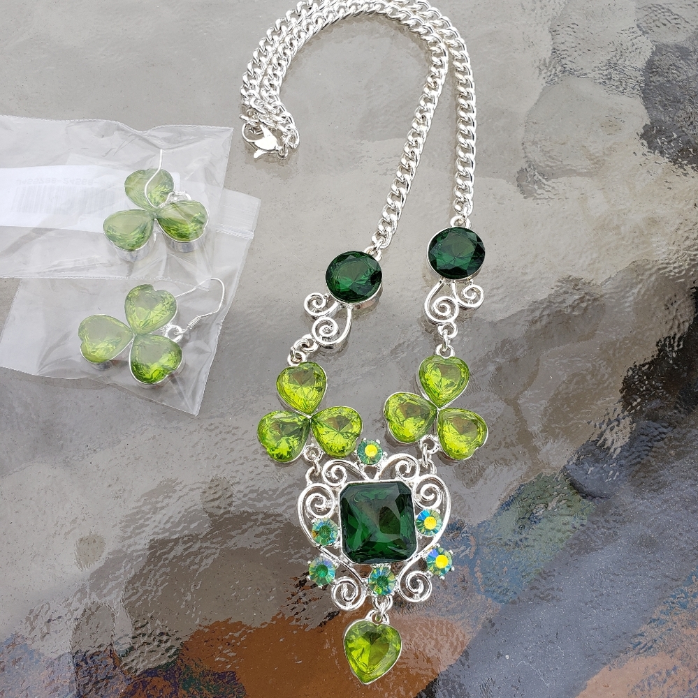 Shamrock Necklace and Earring Set